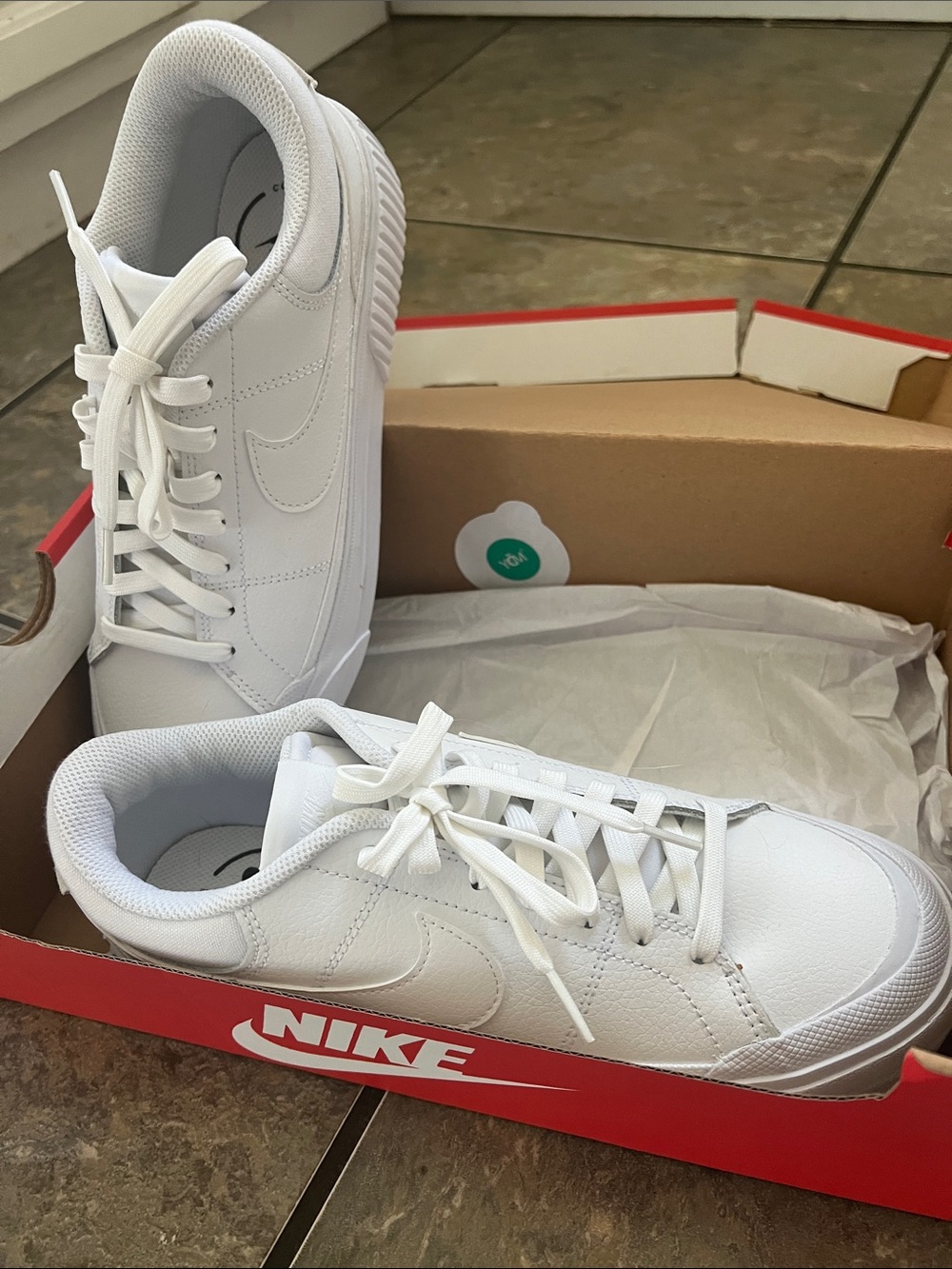 Nike All-White Low-Top Sneakers with Subtle Swoosh NEW WITH BOX